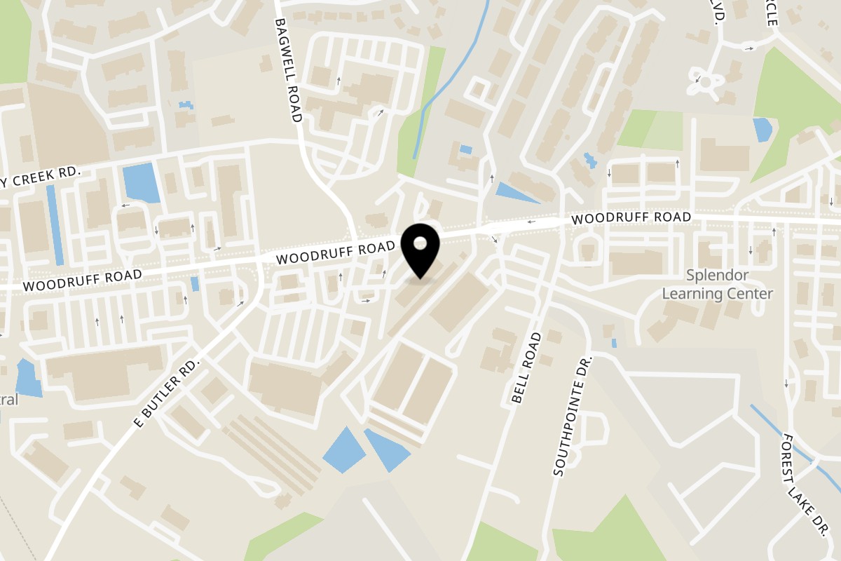 Map showing the location of Menkoi Woodruff on 1860 Woodruff Rd in Greenville